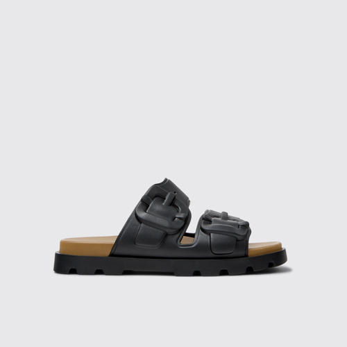 Image of Side view of Brutus Sandal Black Synthetic Sandals for Men.