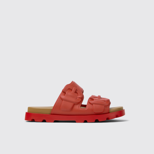 Image of Side view of Brutus Sandal Red Synthetic Sandals for Men.