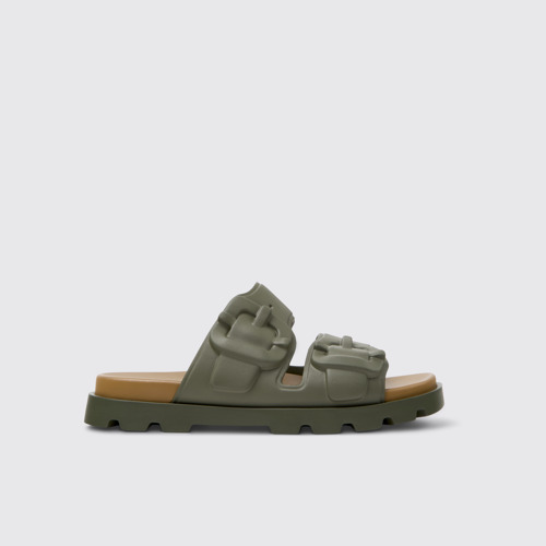 Image of Side view of Brutus Sandal Green Synthetic Sandals for Men.