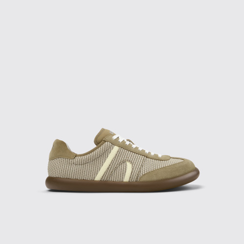 Side view of Pelotas Soller Brown Textile and Nubuck Leather Sneakers for Men.