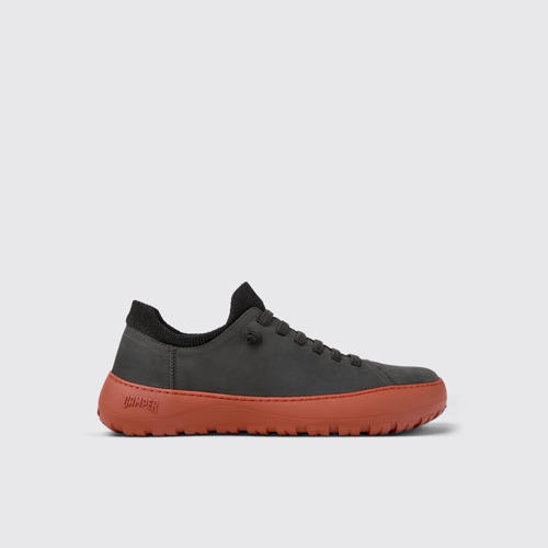 Side view of Peu Serra 360º Durable Gray Nubuck and Textile Sneakers for Men.