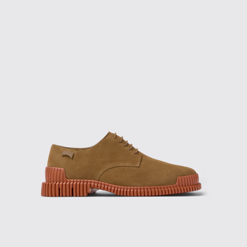 Image of Side view of Pix Brown Suede Shoes for Men.