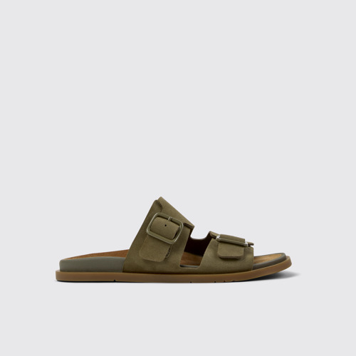 Side view of Lluc Sandal Green Suede Sandals for Men.