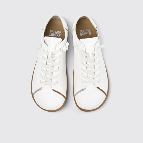 Overhead view of Twins White Vegetable-Tanned Leather Shoes for Men.