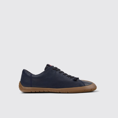 Side view of Peu Path+ Blue Leather Shoes for Men.