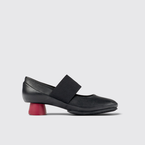 Image of Side view of Alright Black leather Heels for women
