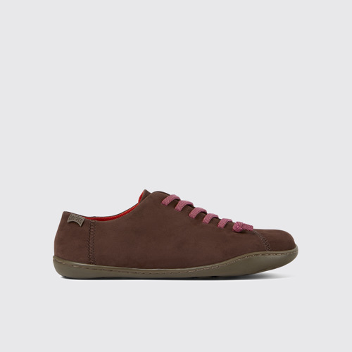 Side view of Peu Brown nubuck shoes for women