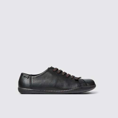 Image of Side view of Peu Black Leather Women's Shoe.
