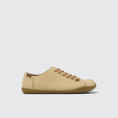 Image of Side view of Peu Beige Nubuck Shoes for Women.