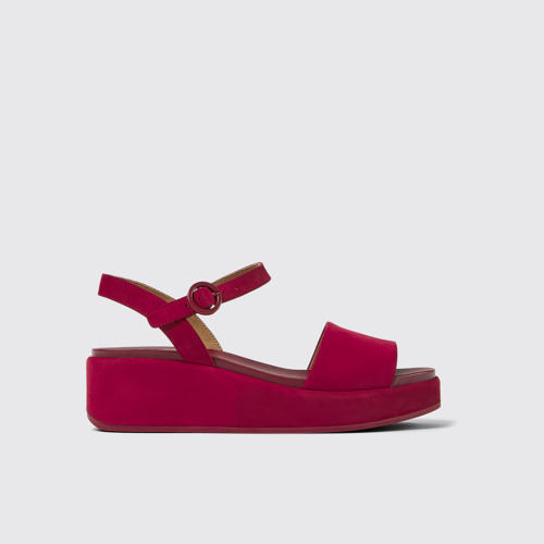 Image of Side view of Misia Burgundy nubuck sandals for women