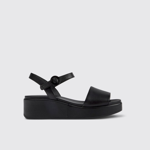 Misia Sandalia con dos tiras de piel negra para mujer