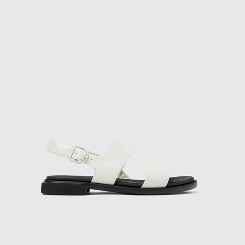 Side view of Edy White Leather Sandal for Women