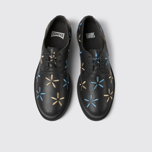 Image of Overhead view of Twins Black leather shoes for women