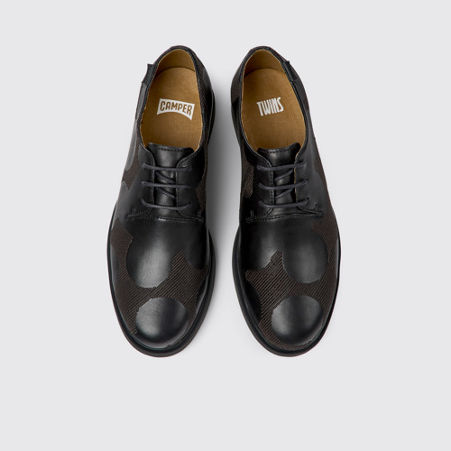 Image of Overhead view of Twins Black leather shoes for women