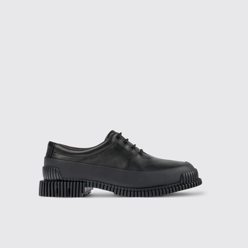 Image of Side view of Pix Black Leather Women's Shoe.