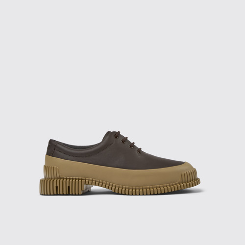 Side view of Pix Brown leather lace-up shoes for women