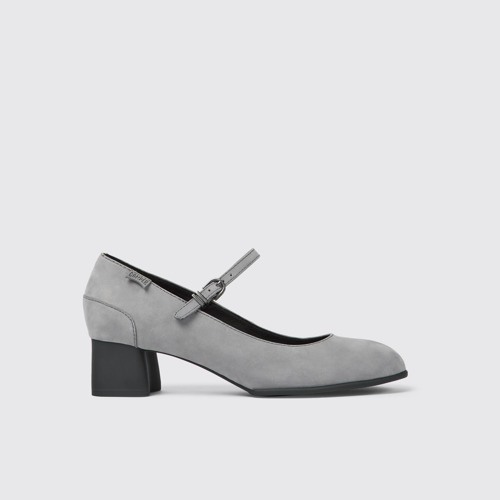 Image of Side view of Katie Gray nubuck Mary Jane heels