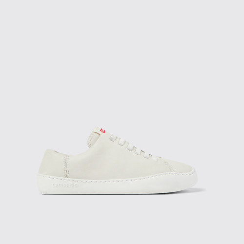 Image of Peu Touring White Leather Sneakers for Women. modelin yandan görünümü