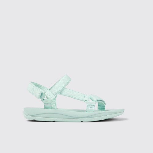 Image of Side view of Match Blue Textile Sandal for Women