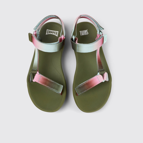 Image of Overhead view of Twins Multicolored Textile Sandal for Women