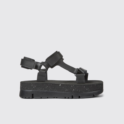 Image of Oruga Up Sandalias de piel negras para mujer