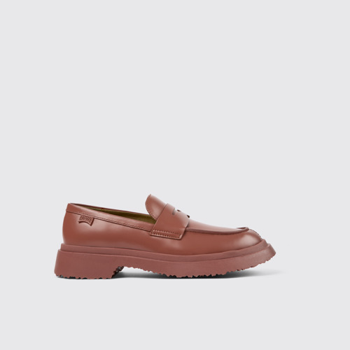 Image of Side view of Walden Red Leather Loafer for Women