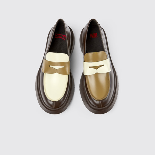 Image of Twins Mocassini in pelle bianca e marrone da donna