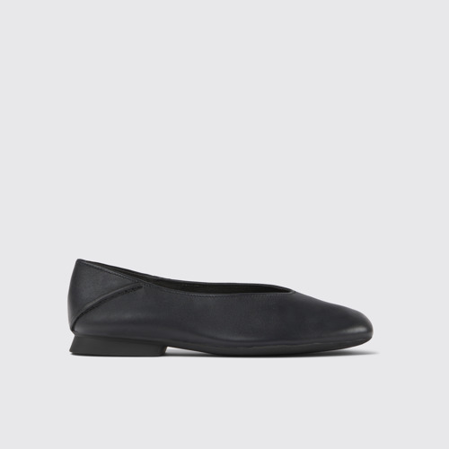 Image of Casi Myra Mocassins en cuir noir pour femme.