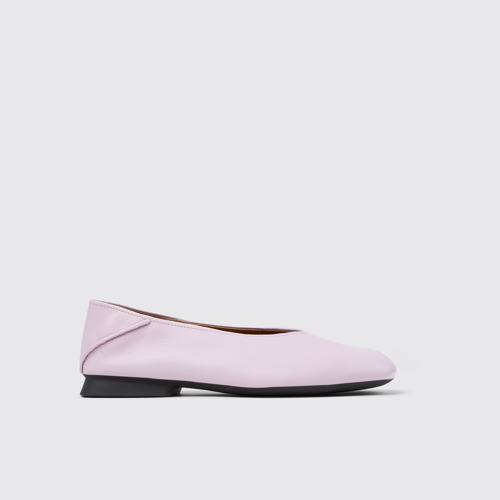Image of Side view of Casi Myra Purple leather ballerinas for women
