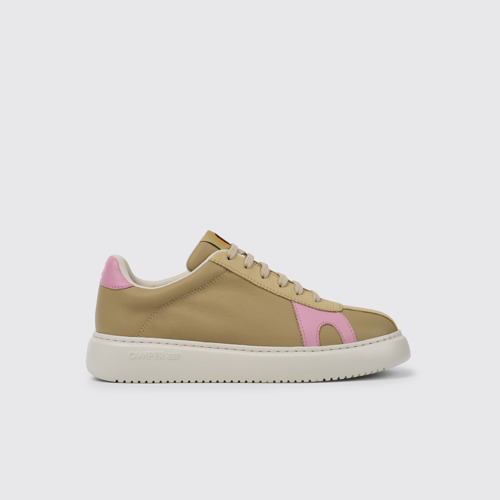 Side view of Runner K21 Beige and pink sneakers for women