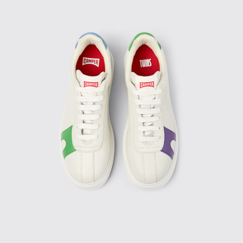Image of Twins Baskets en cuir blanc pour femme