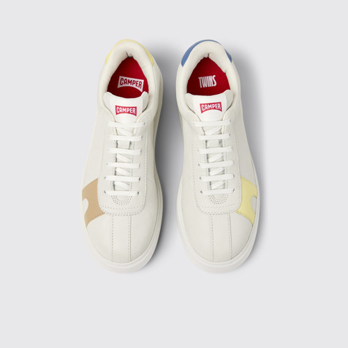 Image of Overhead view of Twins Multicolor Leather Sneakers for Women.