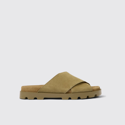Image of Side view of Brutus Sandal Brown Nubuck Cross-strap Sandal for Women