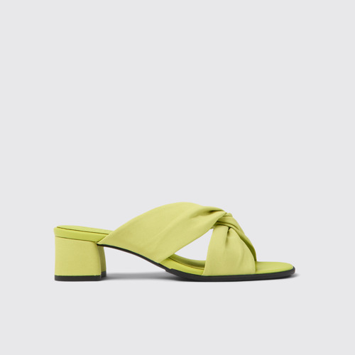 Image of Side view of Katie Green textile sandals for women
