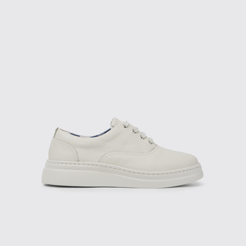 Side view of Runner Up White leather sneakers for women