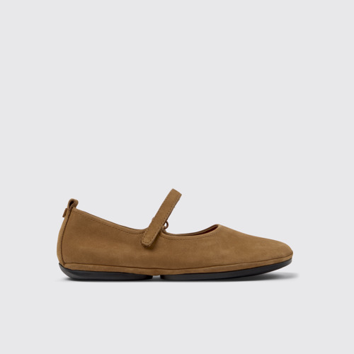 Image of Side view of Right Nina Brown Nubuck Shoes for Women.