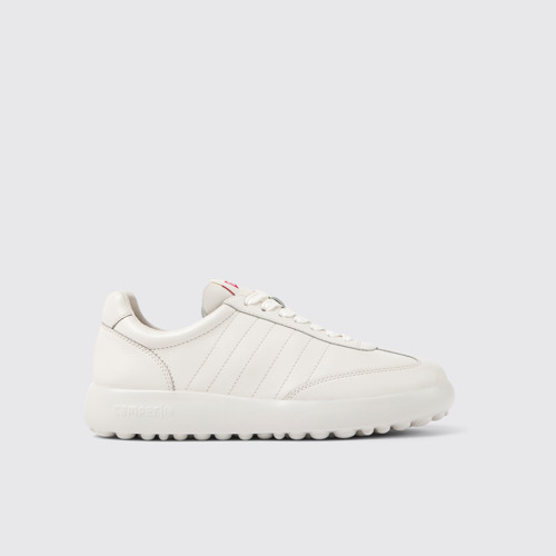 Image of Side view of Pelotas XLite White leather sneakers for women