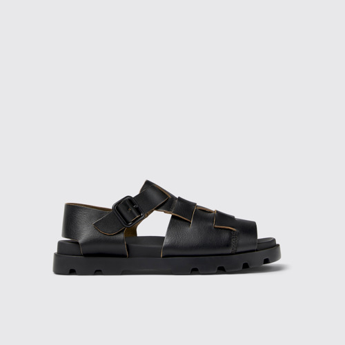 Image of Side view of Brutus Sandal Black Leather Sandal for Women