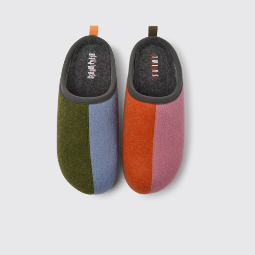 Image of Overhead view of Twins Multicolored wool women’s slippers