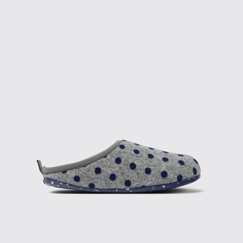 Image of Wabi Pantuflas grises y azules de lana para mujer