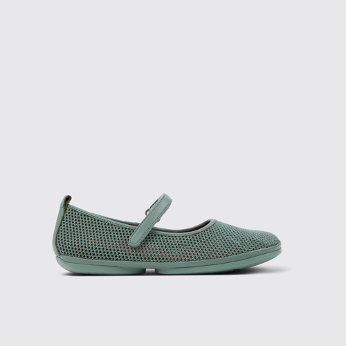 Side view of Right Green TENCEL® Lyocell and Leather Moccasins for Women.