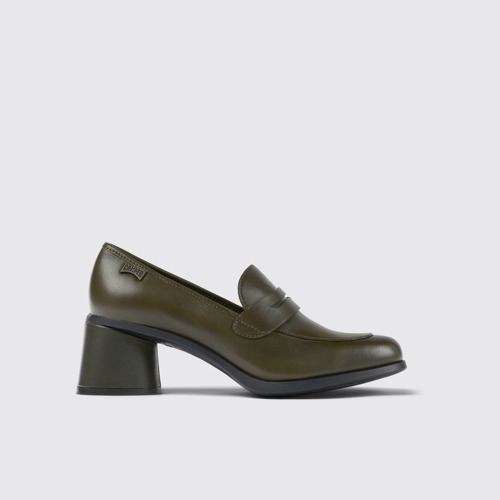 Image of Side view of Kiara Green leather heels