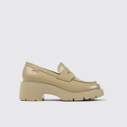 Image of Milah Mocasines beige de cuero para mujer