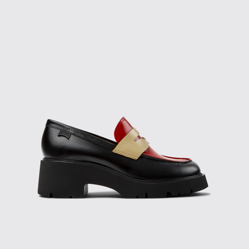 Image of Side view of Twins Multicolor Leather Moccasins for Women.