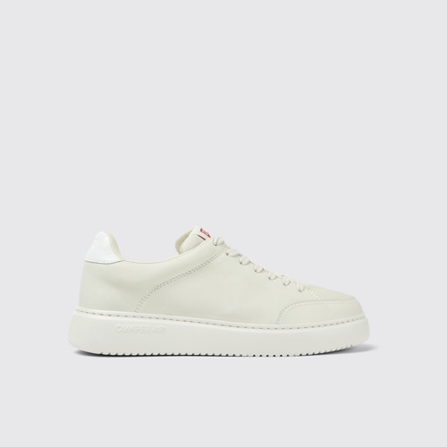 Image of Side view of Runner K21 White Leather Women's Shoe.