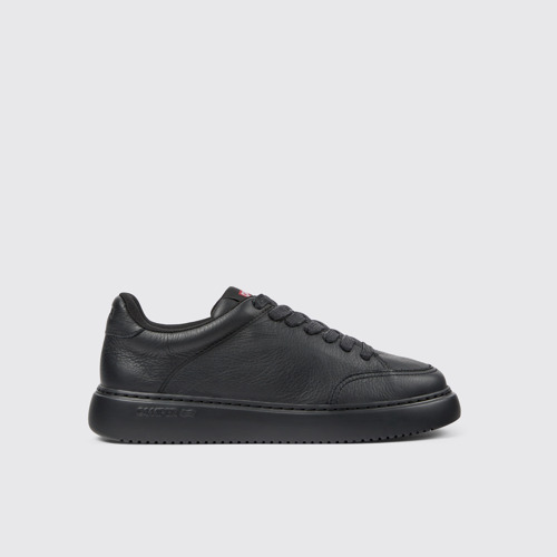 Image of Side view of Runner K21 Black Leather Women's Shoes.