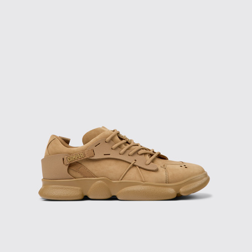Image of Side view of Karst Brown Nubuck/Textile Sneaker for Women