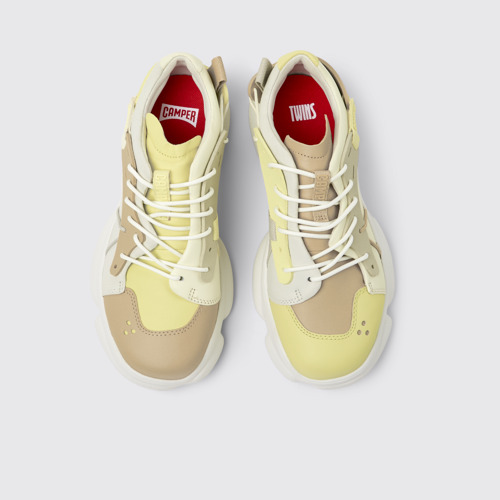 Image of Overhead view of Twins Multicolor Textile and Leather Women's Sneakers.