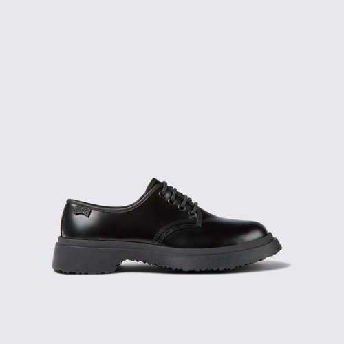 Image of Side view of Walden Black leather shoes for women