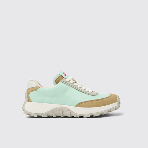 Image of Side view of Drift Trail VIBRAM Blue Textile/Nubuck Sneaker for Women